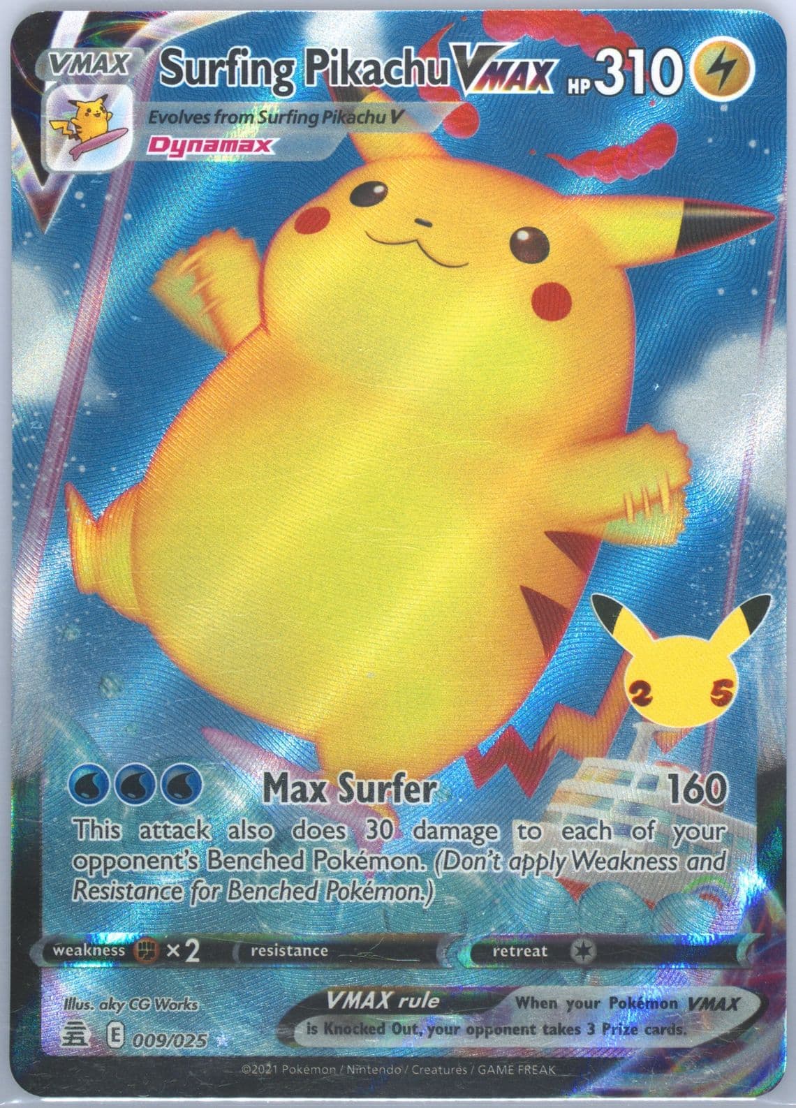 Full Art/Surfing Pikachu Vmax (009) 2021 Pokemon Celebrations