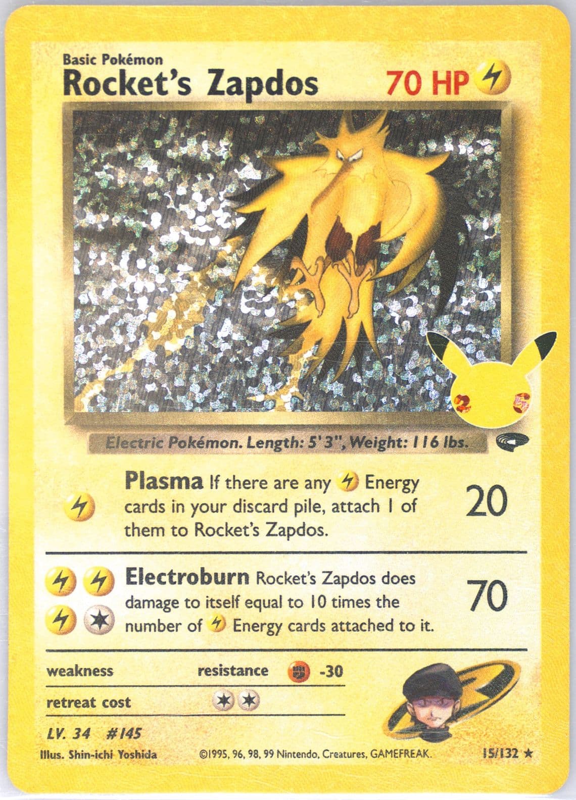 Rocket's Zapdos-Holo (15) 2021 Pokemon Celebrations Classic Collection