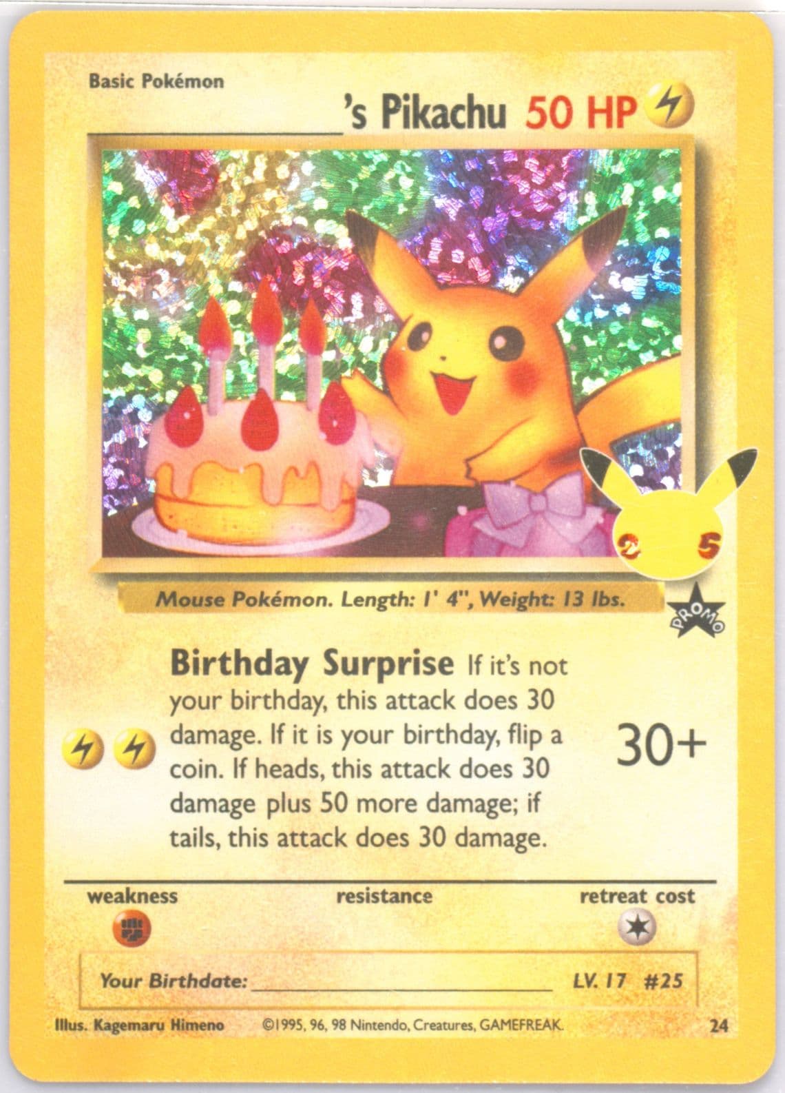 Birthday Pikachu-Holo (24) 2021 Pokemon Celebrations Classic Collection