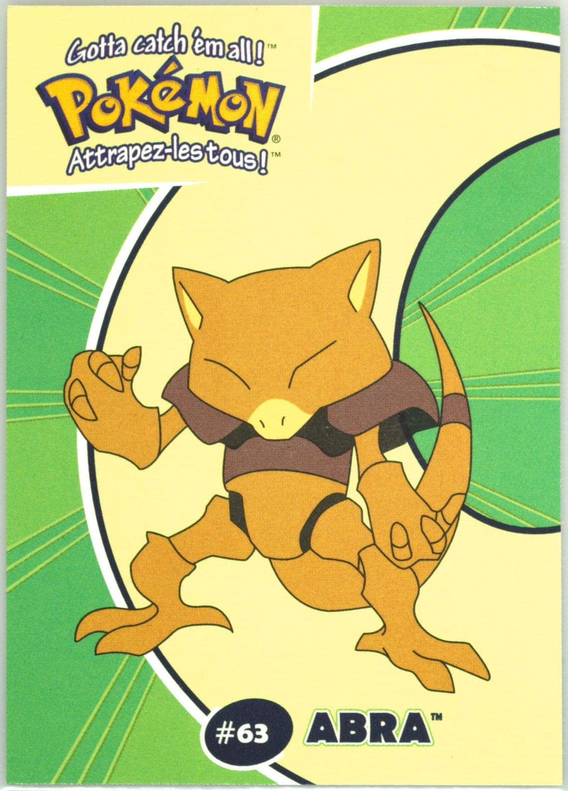 Abra (9) 2000 Danone Pokemon Stadium Tip