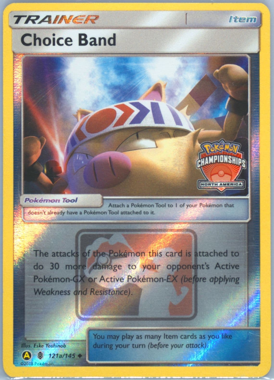 Choice Band-Reverse Foil Yellow A 2019 Season International Championships North America (121a) 2017 Pokemon Sun & Moon Guardians Rising