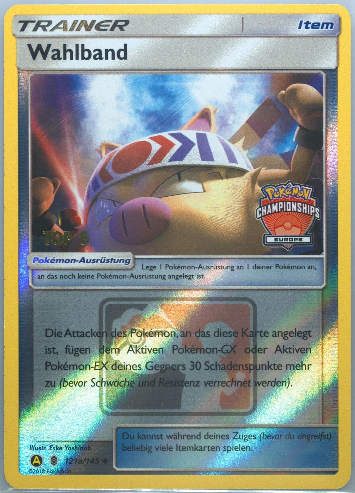 Wahlband-Reverse Foil Yellow A 2019 Season International Championships Europe-Top 8-German (121a) 2017 Pokemon Sun & Moon Guardians Rising