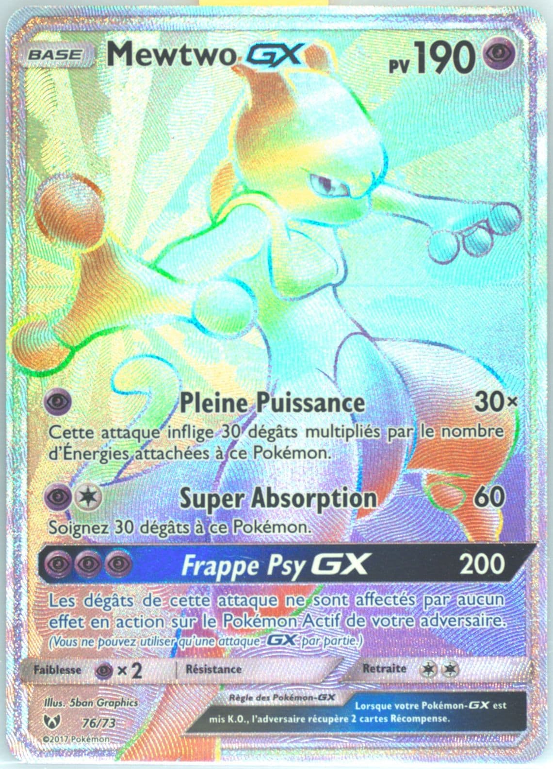 Full Art/Mewtwo GX Secret-French (76) 2017 Pokemon Sun & Moon Shining Legends