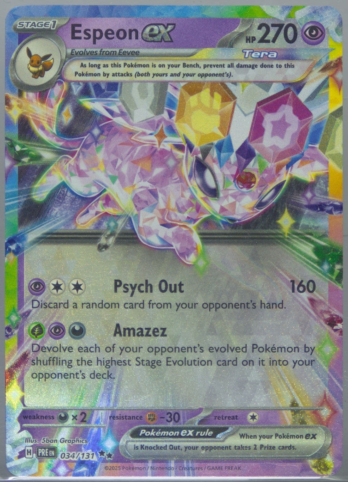 Espeon EX (034) 2025 Pokemon Pre EN-Prismatic Evolutions