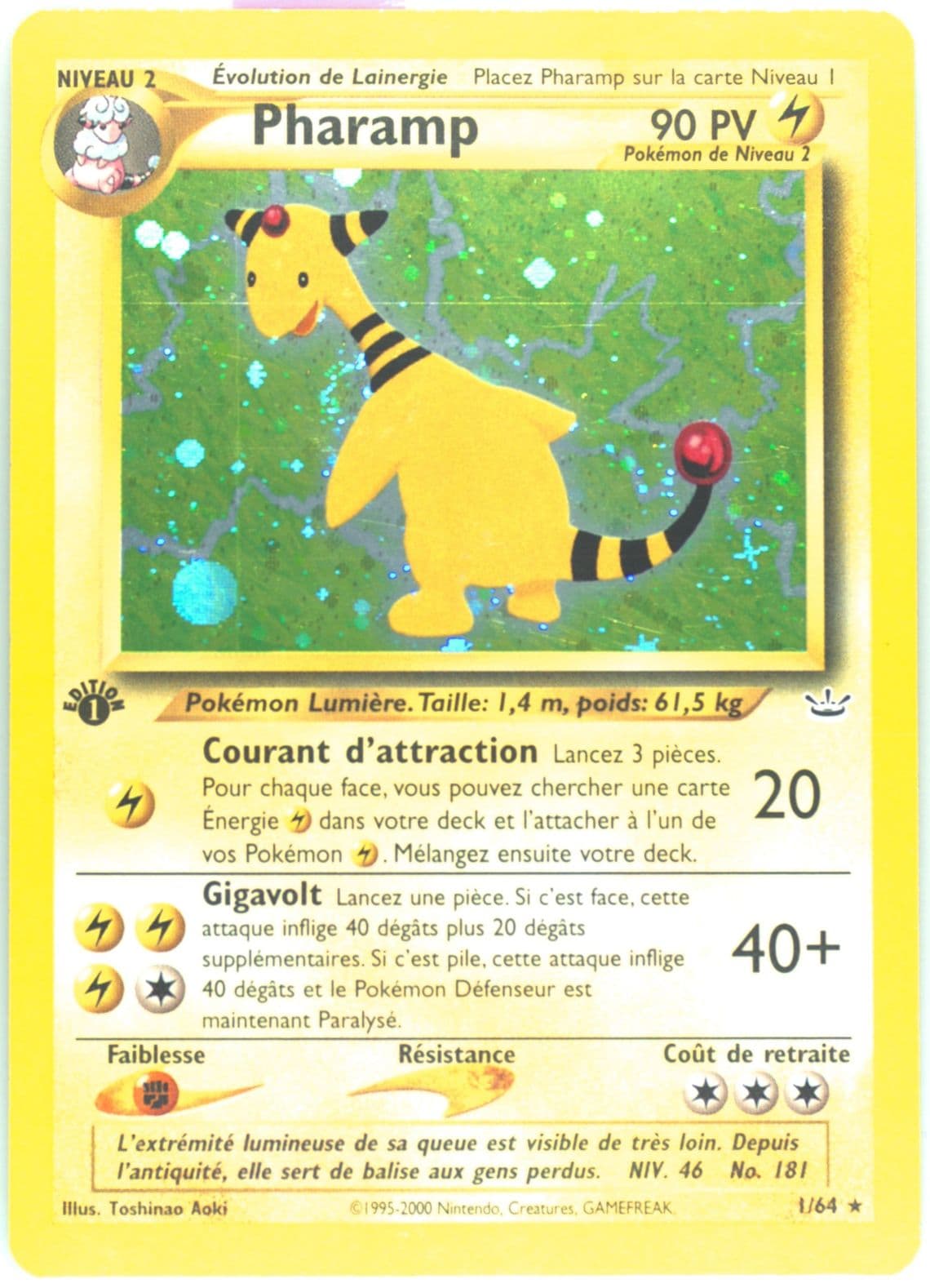 Pharamp-Holo 1st Edition (1) 2002 Pokemon French Neo Revelation