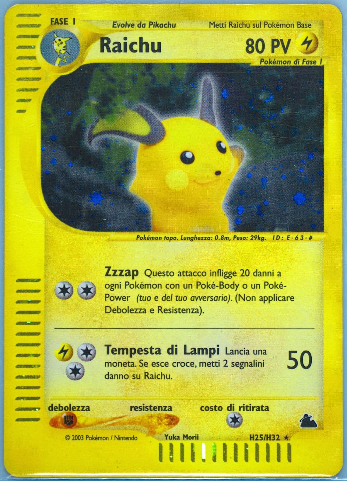 Raichu-Holo Italian (H25) 2003 Pokemon Skyridge