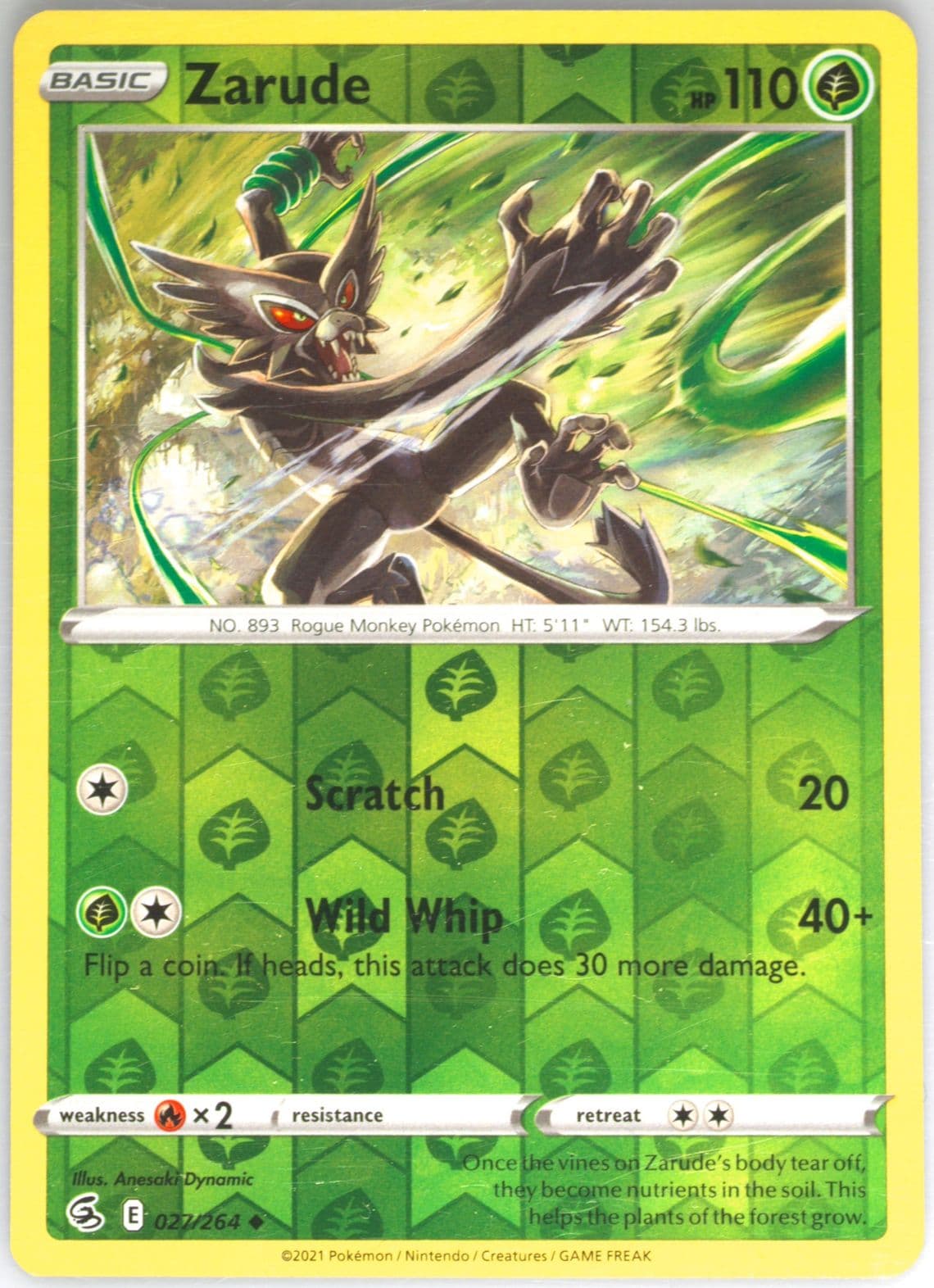 Zarude-Reverse Foil (027) 2021 Pokemon Sword & Shield Fusion Strike