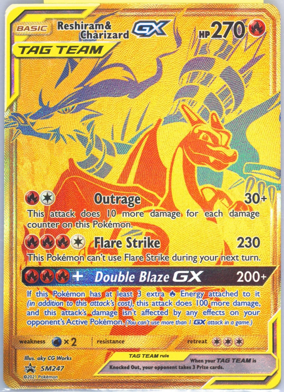 Full Art/Reshiram & Charizard GX Reshiram & Charizard GX Premium Collection Jumbo (SM247) 2021 Pokemon SM Black Star Promo