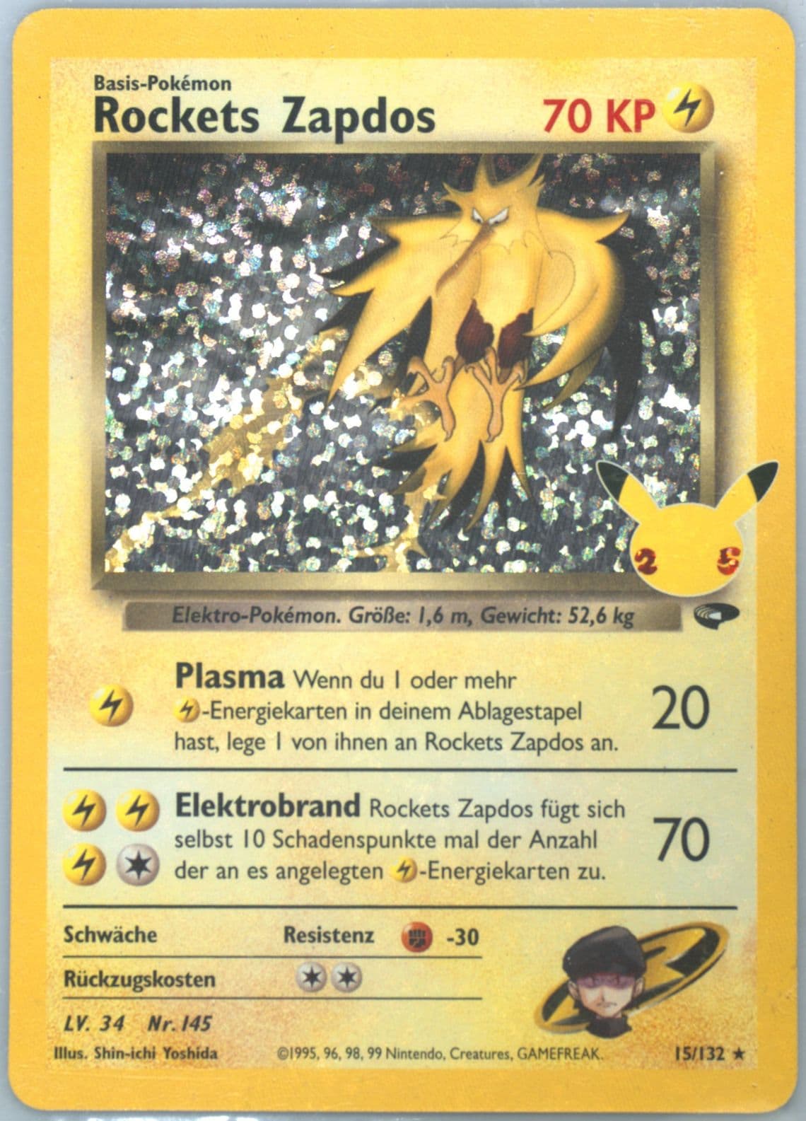 Rockets Zapdos-Holo German (15) 2021 Pokemon Celebrations Classic Collection