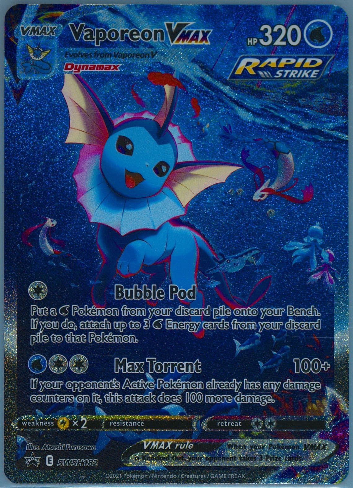 Full Art/Vaporeon Vmax Vaporeon Vmax Premium Collection (182) 2021 Pokemon Swsh Black Star Promo