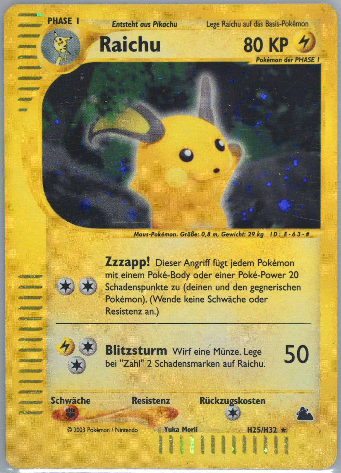Raichu-Holo German (H25) 2003 Pokemon Skyridge