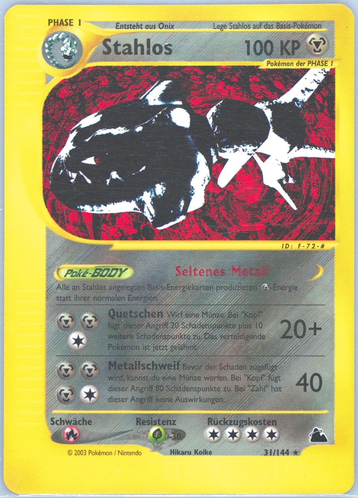 Stahlos German (31) 2003 Pokemon Skyridge
