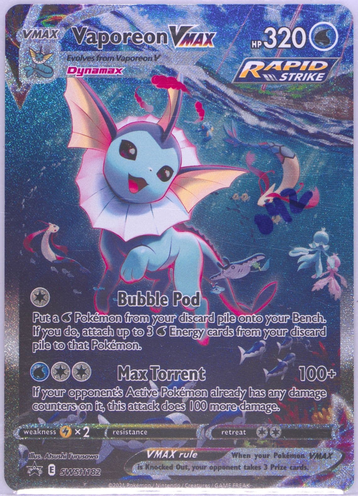 Full Art/Vaporeon Vmax Vaporeon Vmax Premium Collection-Jumbo (182) 2021 Pokemon Swsh Black Star Promo