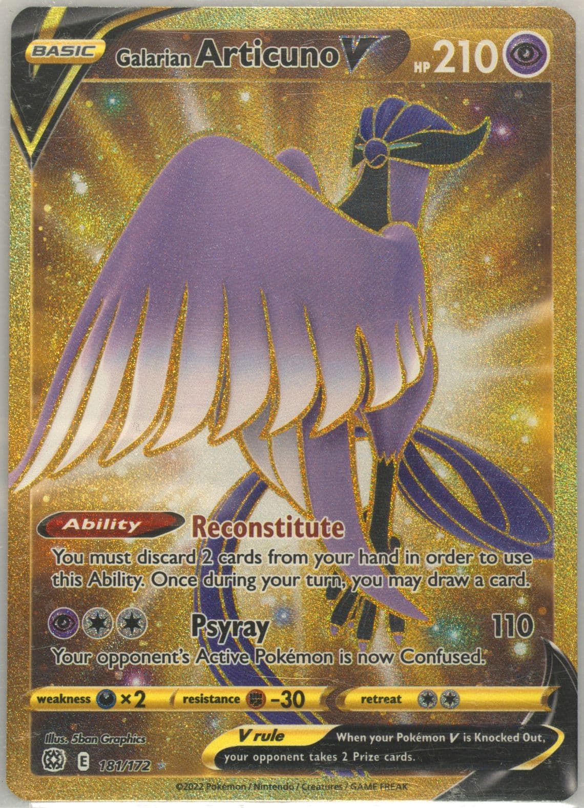 Full Art/Galarian Articuno V Secret (181) 2022 Pokemon Sword & Shield Brilliant Stars