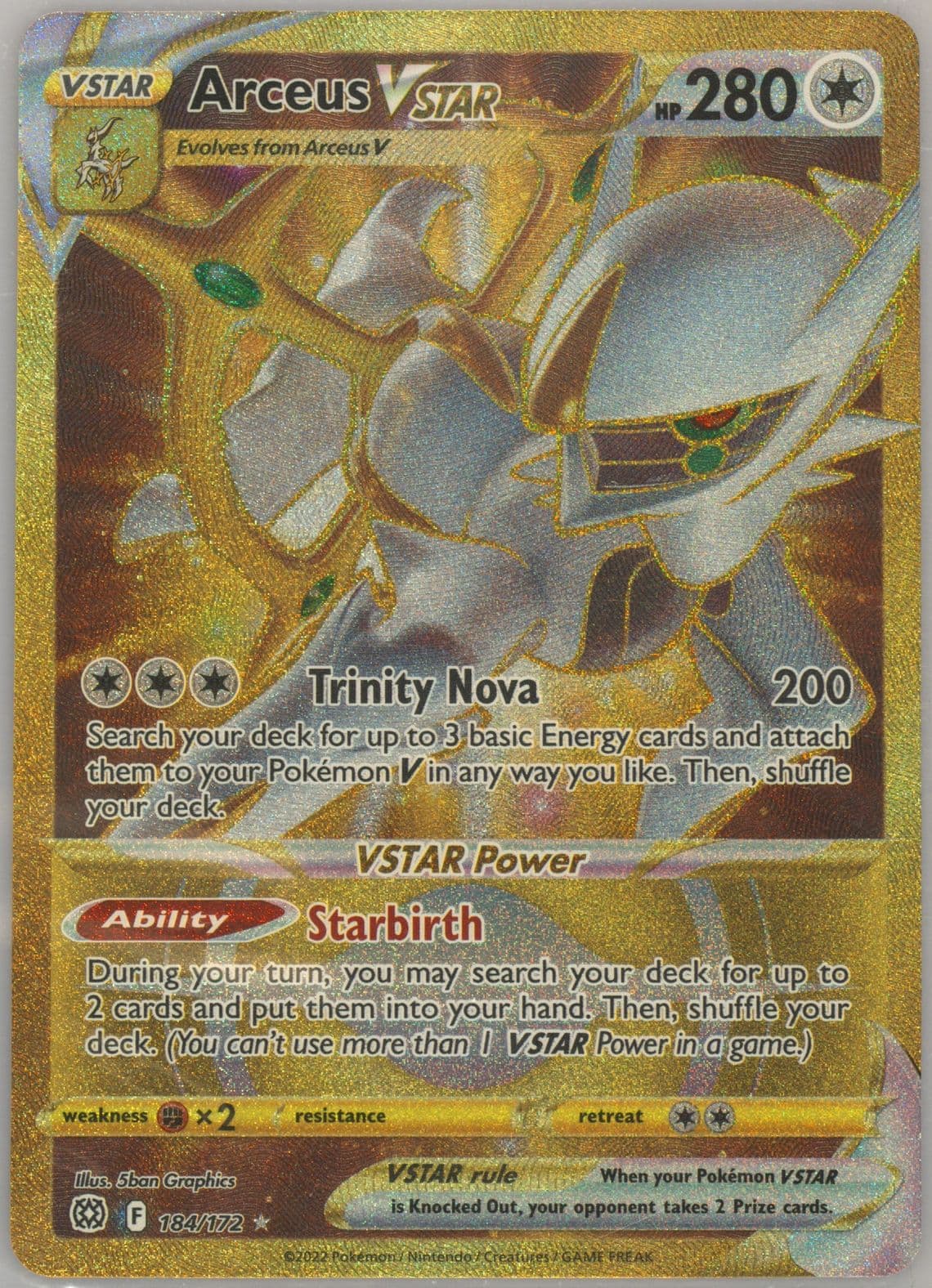 Full Art/Arceus Vstar Secret (184) 2022 Pokemon Sword & Shield Brilliant Stars