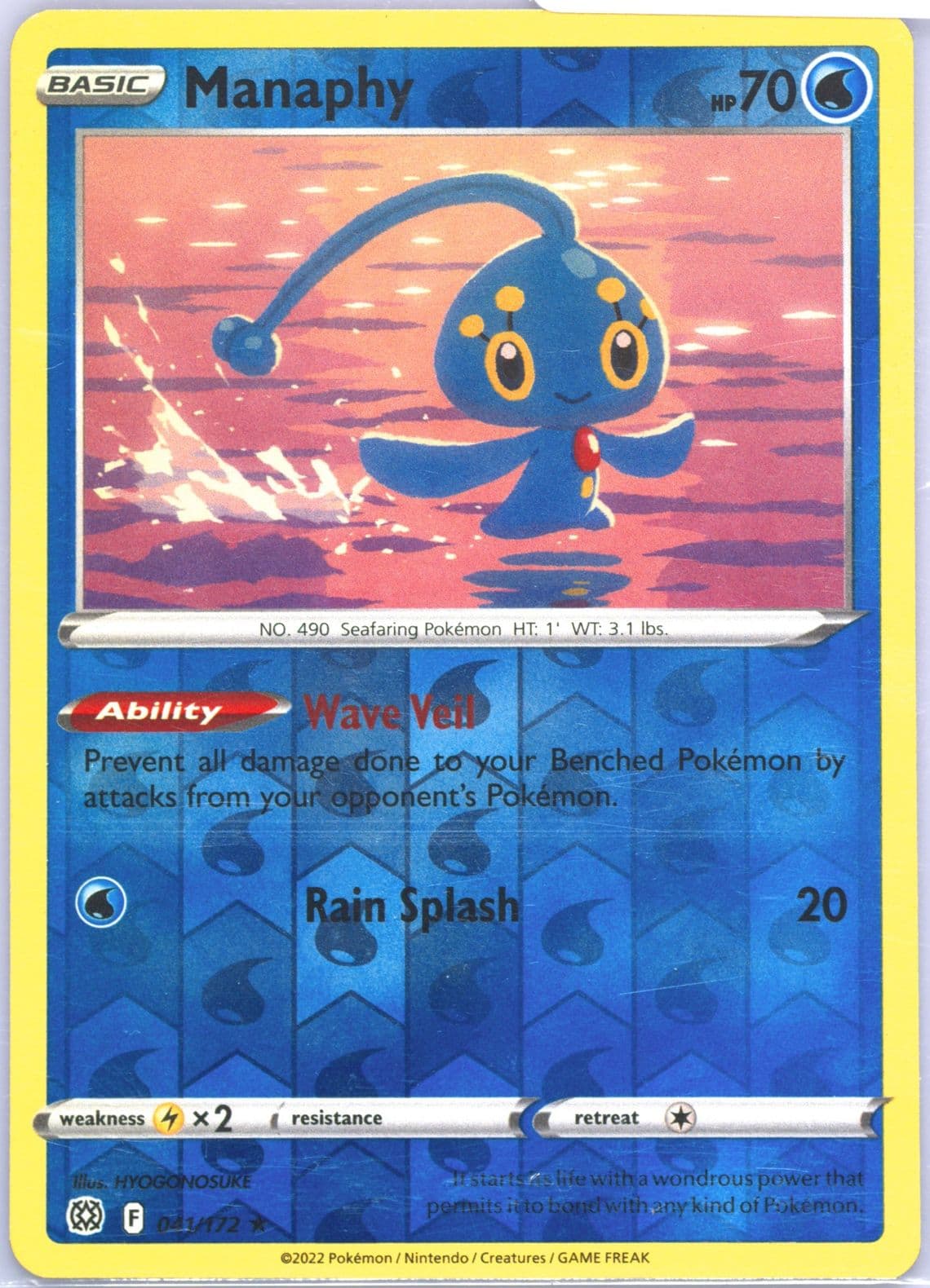 Manaphy-Reverse Foil (041) 2022 Pokemon Sword & Shield Brilliant Stars