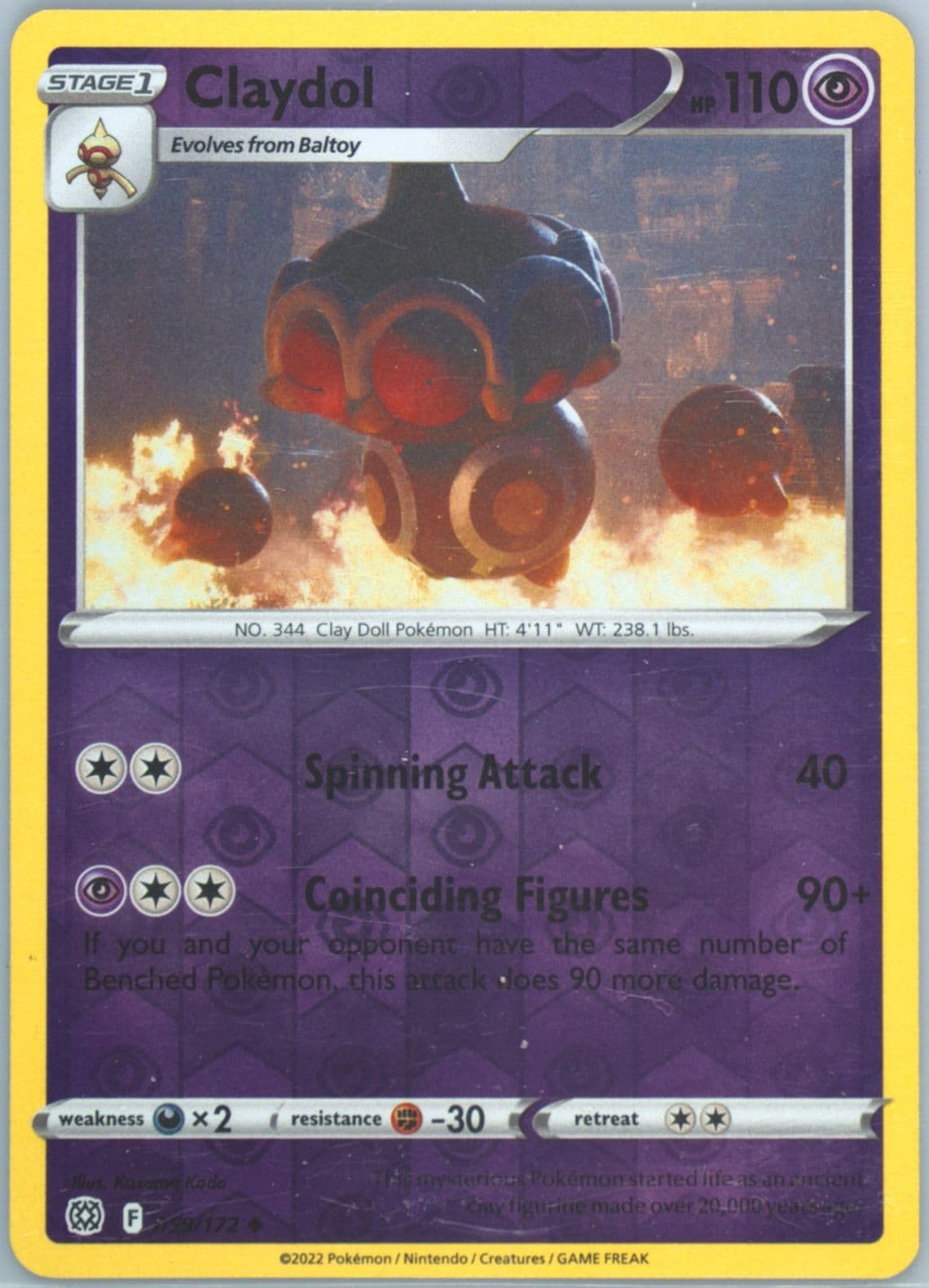 Claydol-Reverse Foil (059) 2022 Pokemon Sword & Shield Brilliant Stars