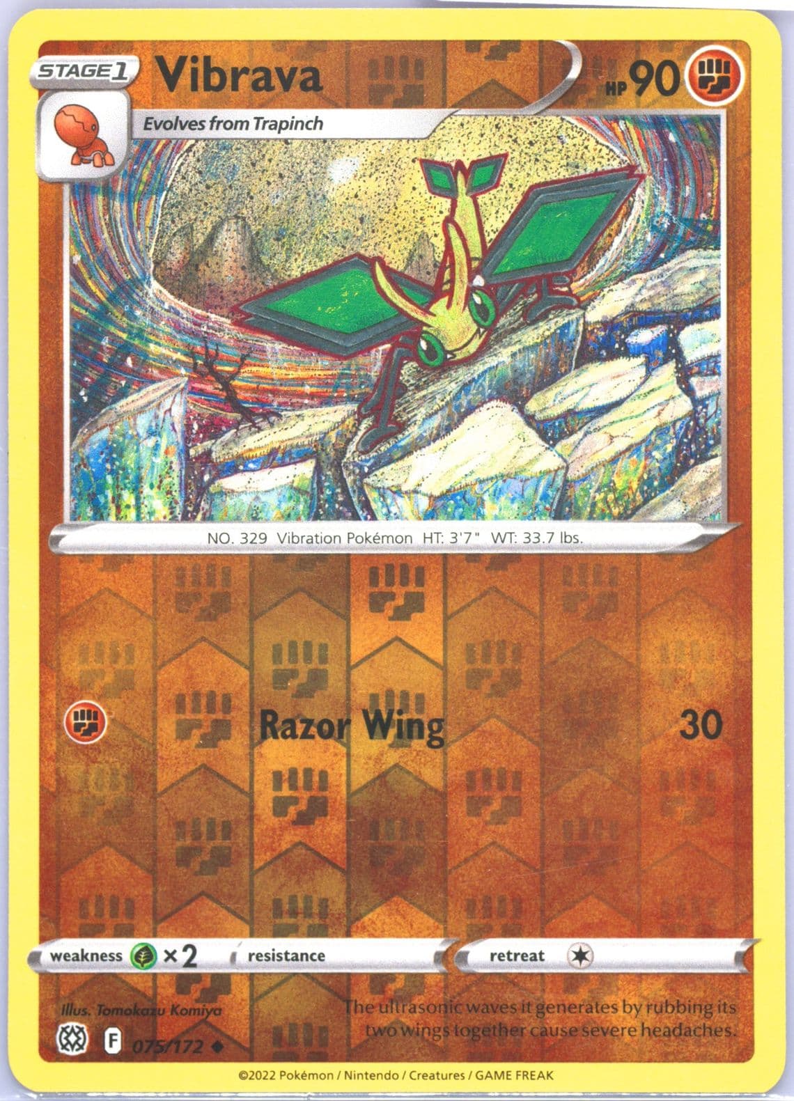 Vibrava-Reverse Foil (075) 2022 Pokemon Sword & Shield Brilliant Stars