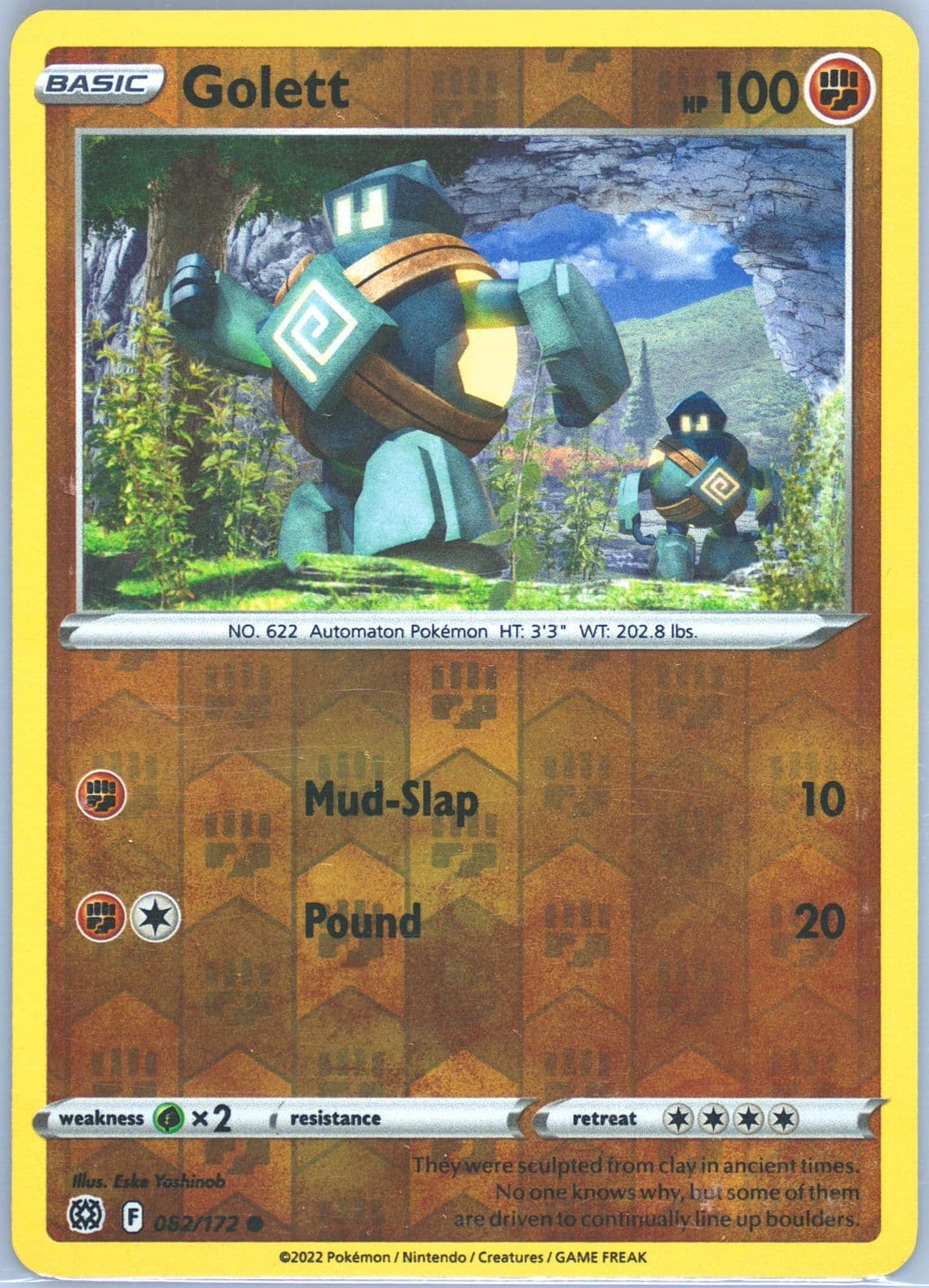 Golett-Reverse Foil (082) 2022 Pokemon Sword & Shield Brilliant Stars