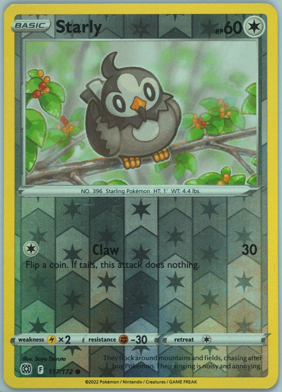 Starly-Reverse Foil (117) 2022 Pokemon Sword & Shield Brilliant Stars