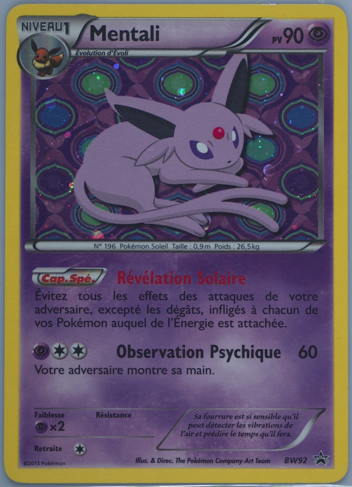 Mentali Sylveon Collection-French (BW92) 2013 Pokemon Black & White Promo