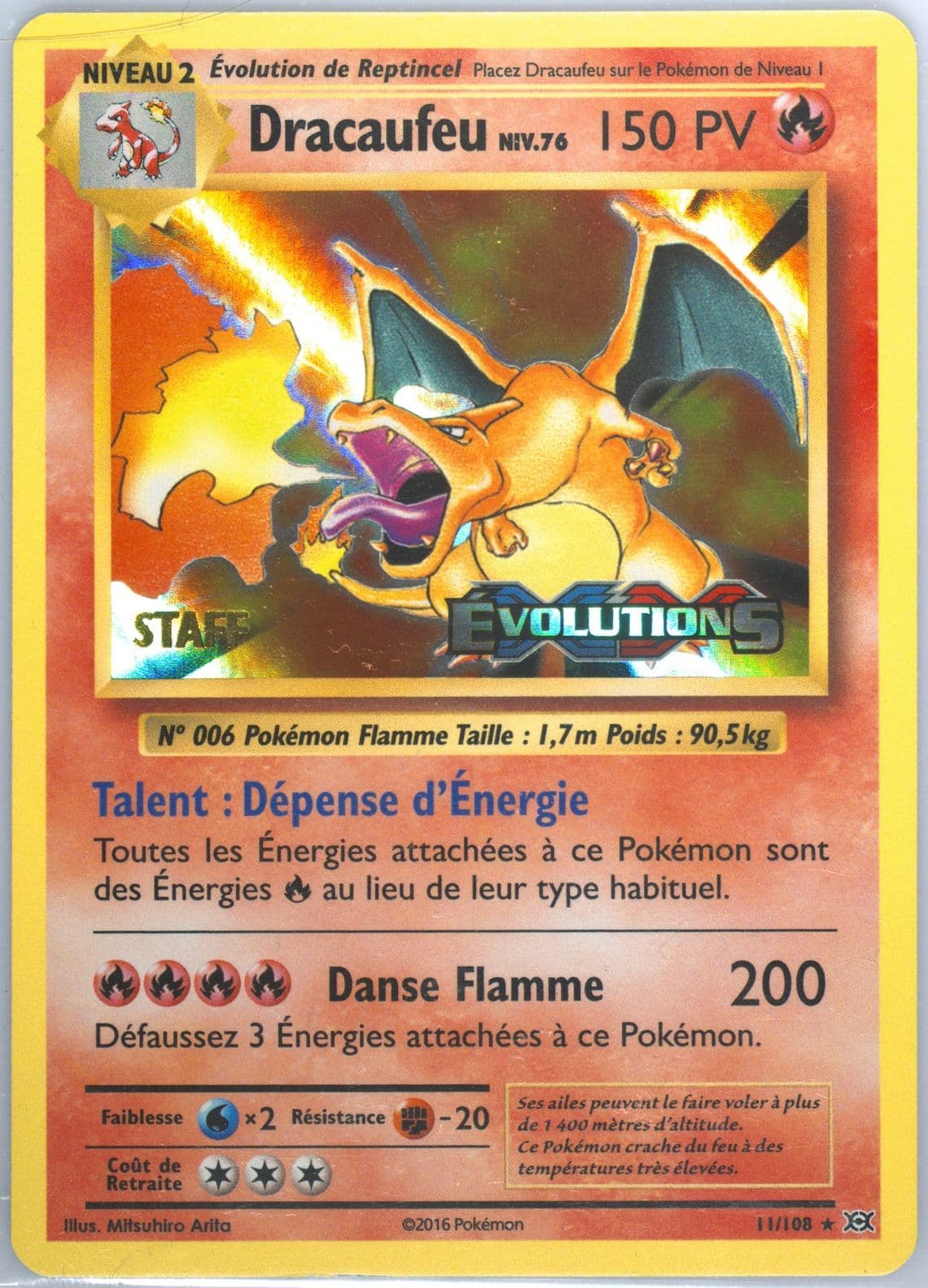 Dracaufeu-Holo Prerelease-Staff-French (11) 2016 Pokemon XY Evolutions