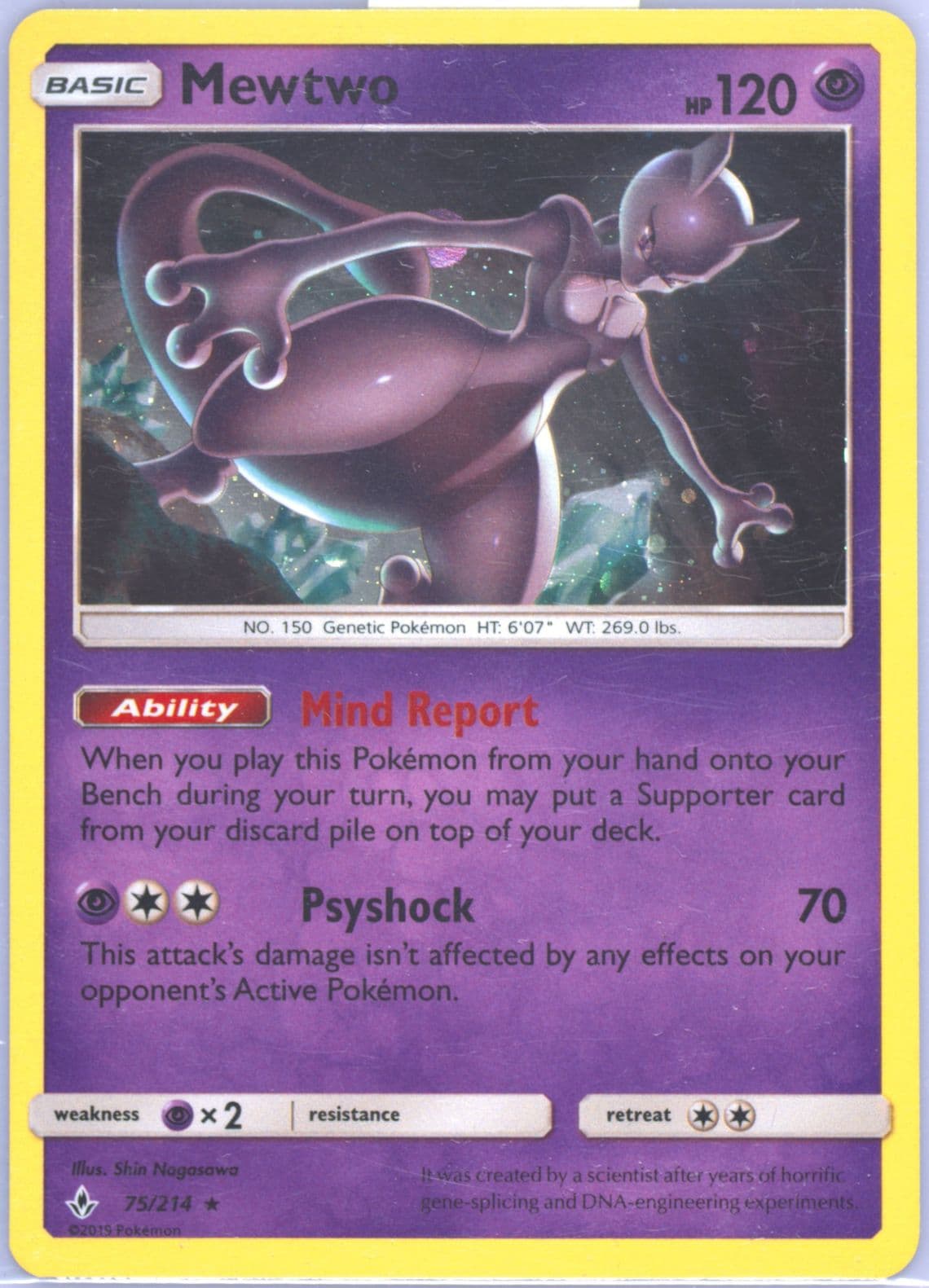 Mewtwo-Holo Cosmos-2021 Kanto 5-Tin Exclusive (75) 2019 Pokemon Sun & Moon Unbroken Bonds