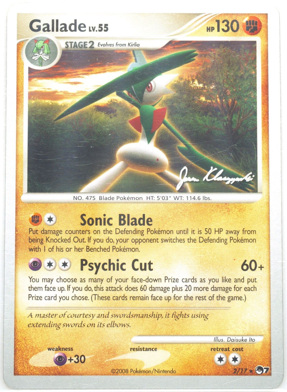 Gallade Psychic Lock (2) 2008 Pokemon World Championships Promo