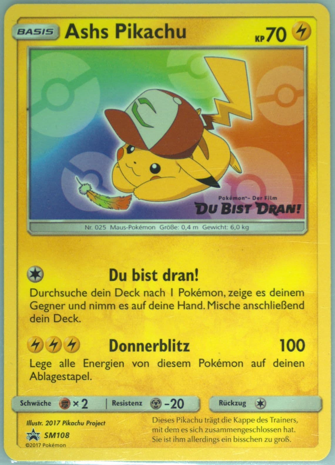 Ashs Pikachu I Choose You!-German (SM108) 2017 Pokemon SM Black Star Promo