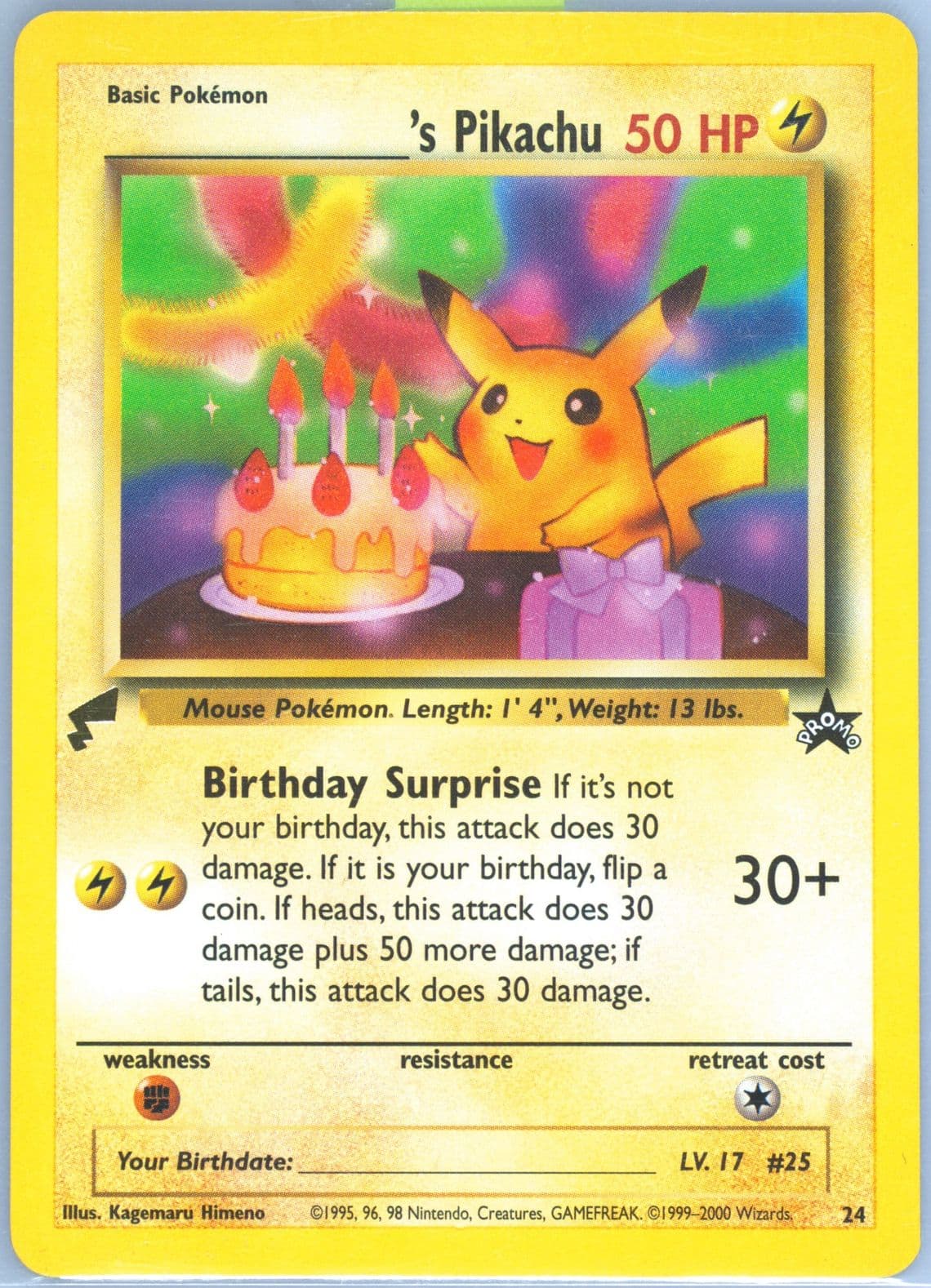 Birthday Pikachu English (24) 2000 Pokemon Pikachu World Collection