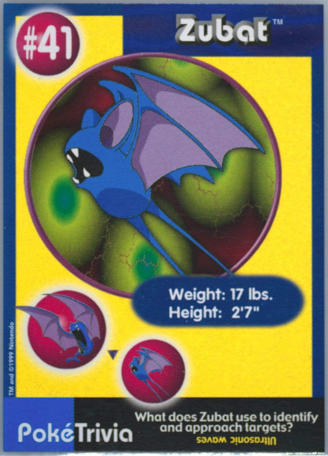 Zubat (41) 1999 Pokemon Burger King