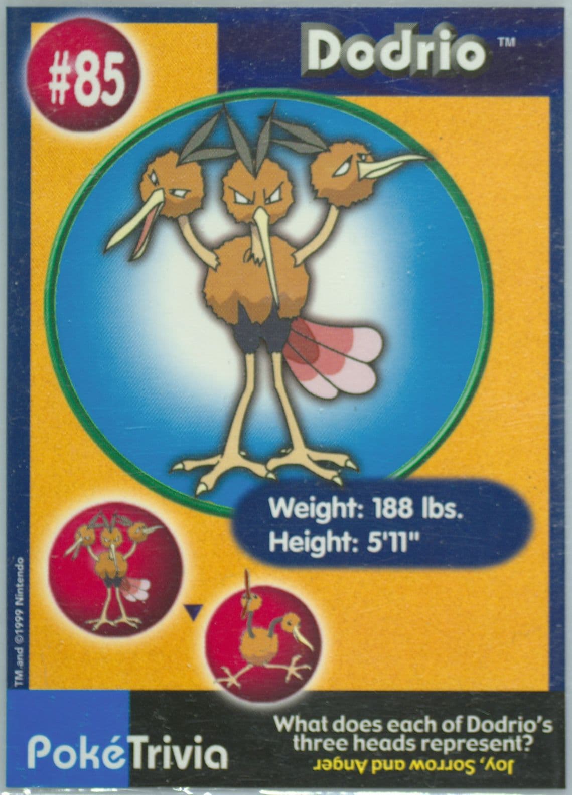 Dodrio (85) 1999 Pokemon Burger King