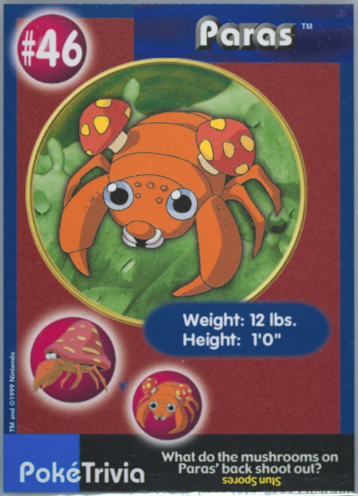 Paras (46) 1999 Pokemon Burger King