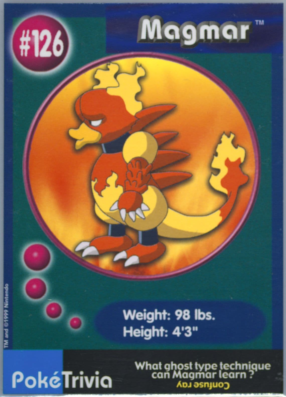 Magmar (126) 1999 Pokemon Burger King