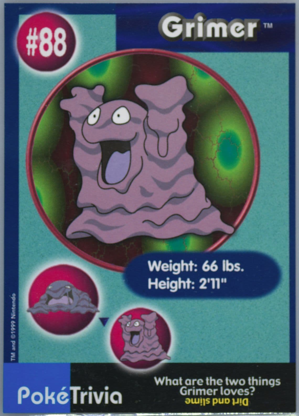 Grimer (88) 1999 Pokemon Burger King