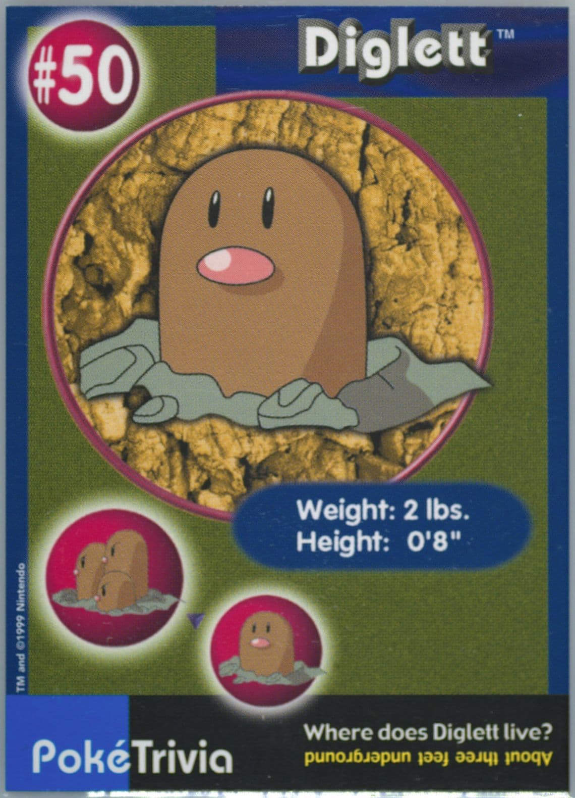 Diglett (50) 1999 Pokemon Burger King