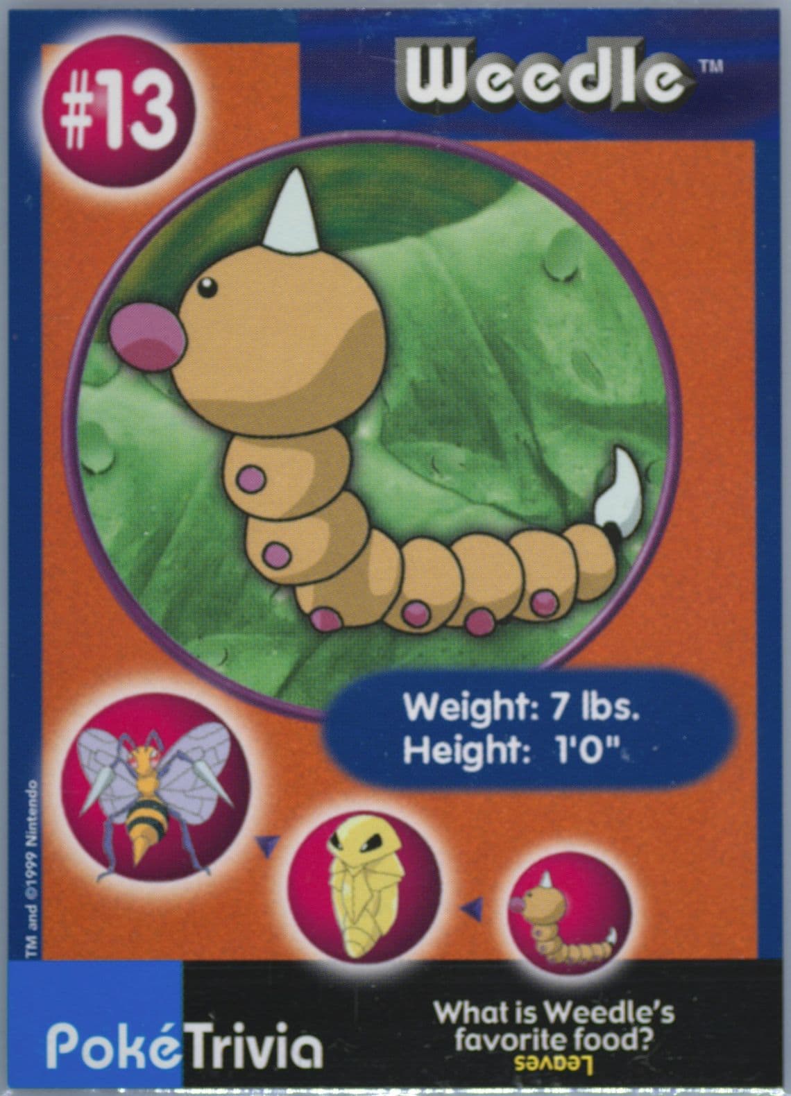 Weedle (13) 1999 Pokemon Burger King