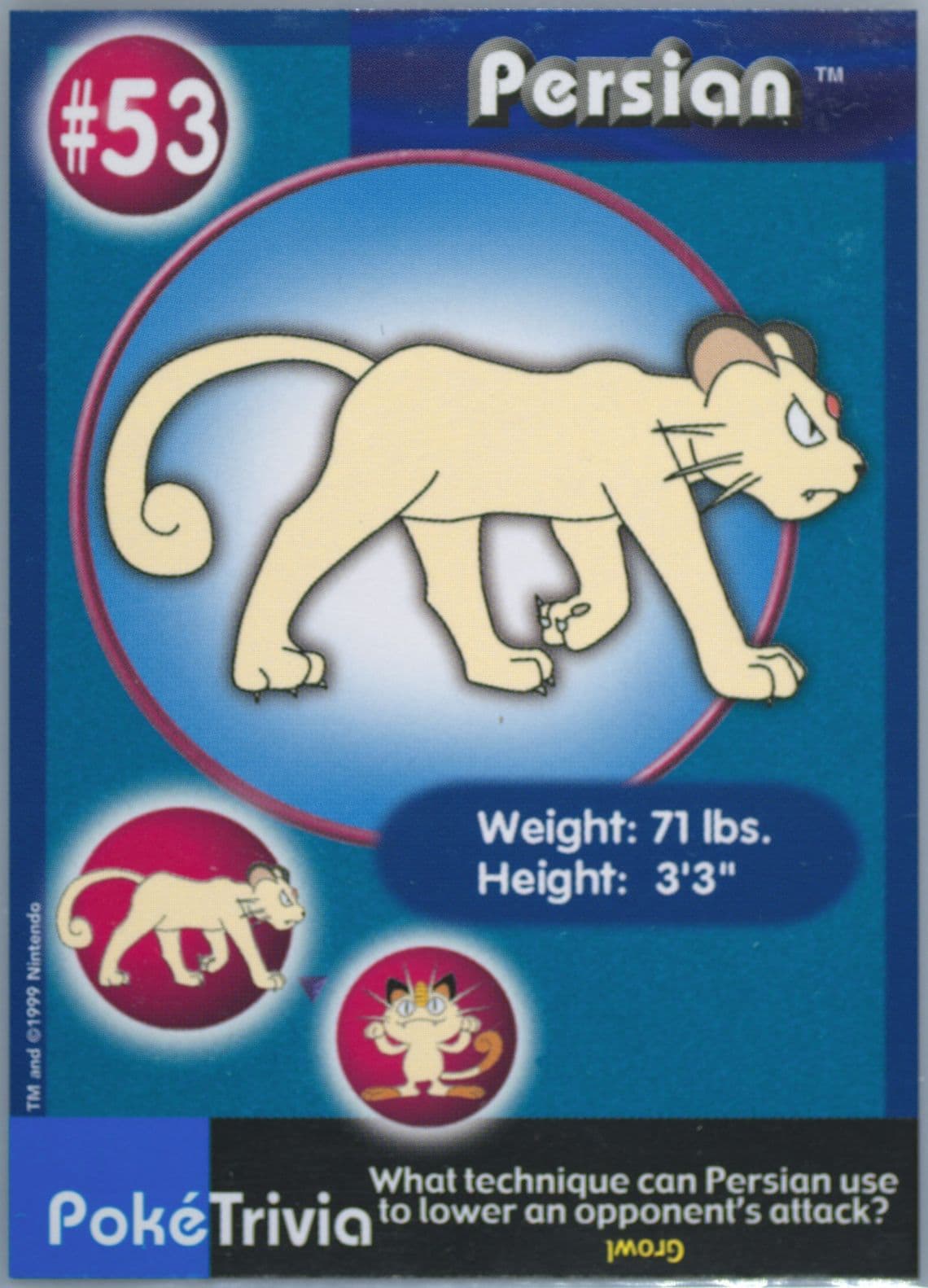 Persian (53) 1999 Pokemon Burger King