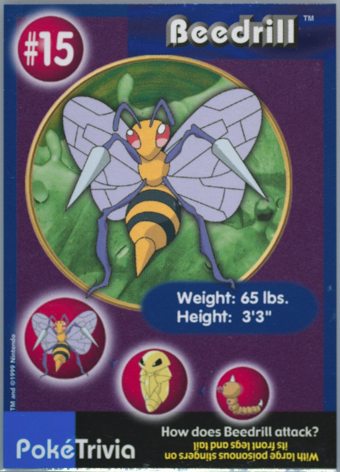 Beedrill (15) 1999 Pokemon Burger King