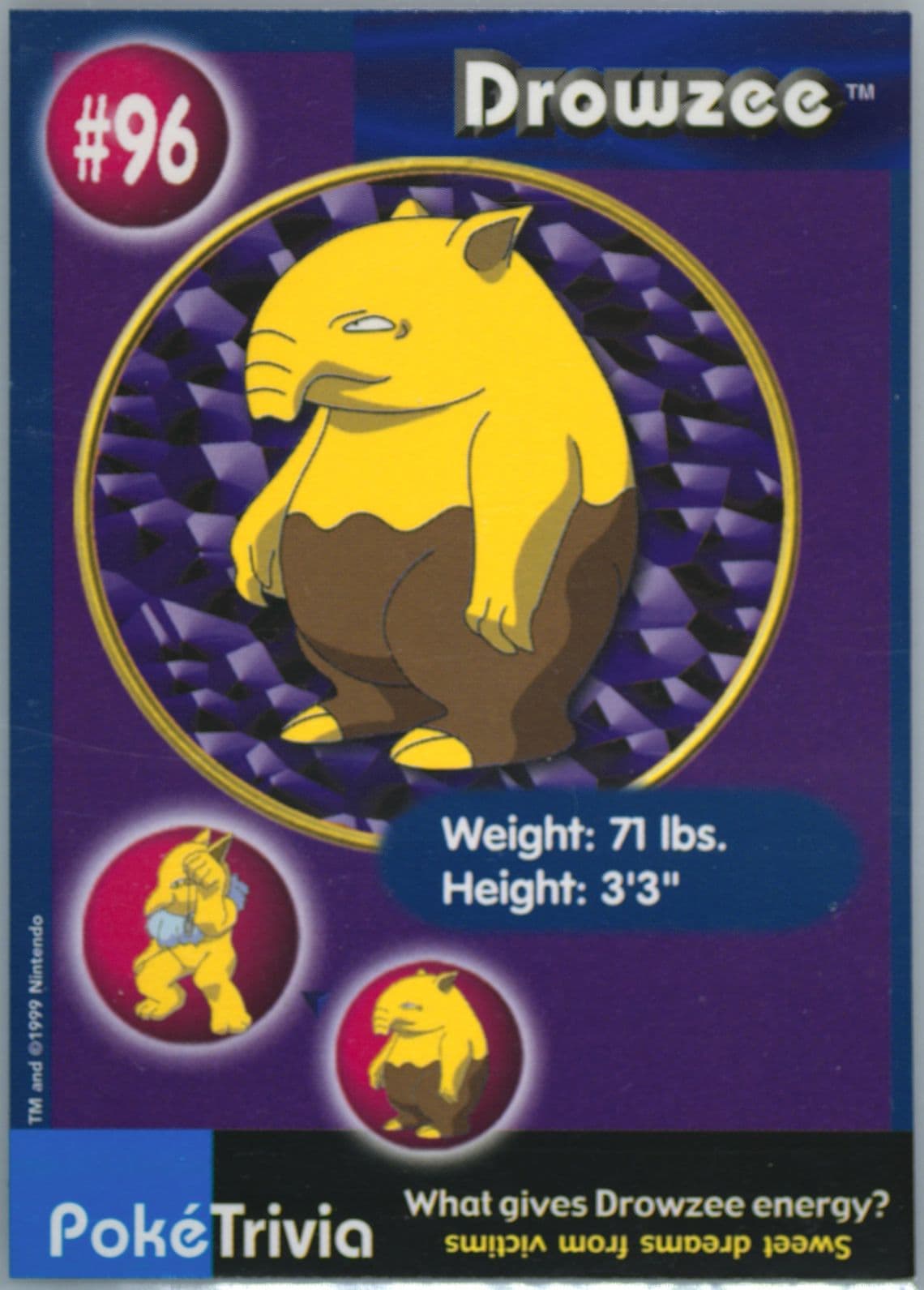 Drowzee (96) 1999 Pokemon Burger King