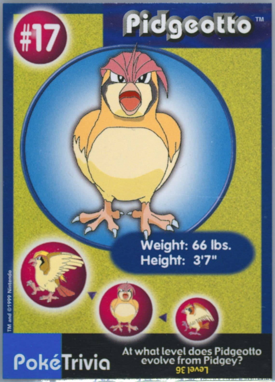 Pidgeotto (17) 1999 Pokemon Burger King
