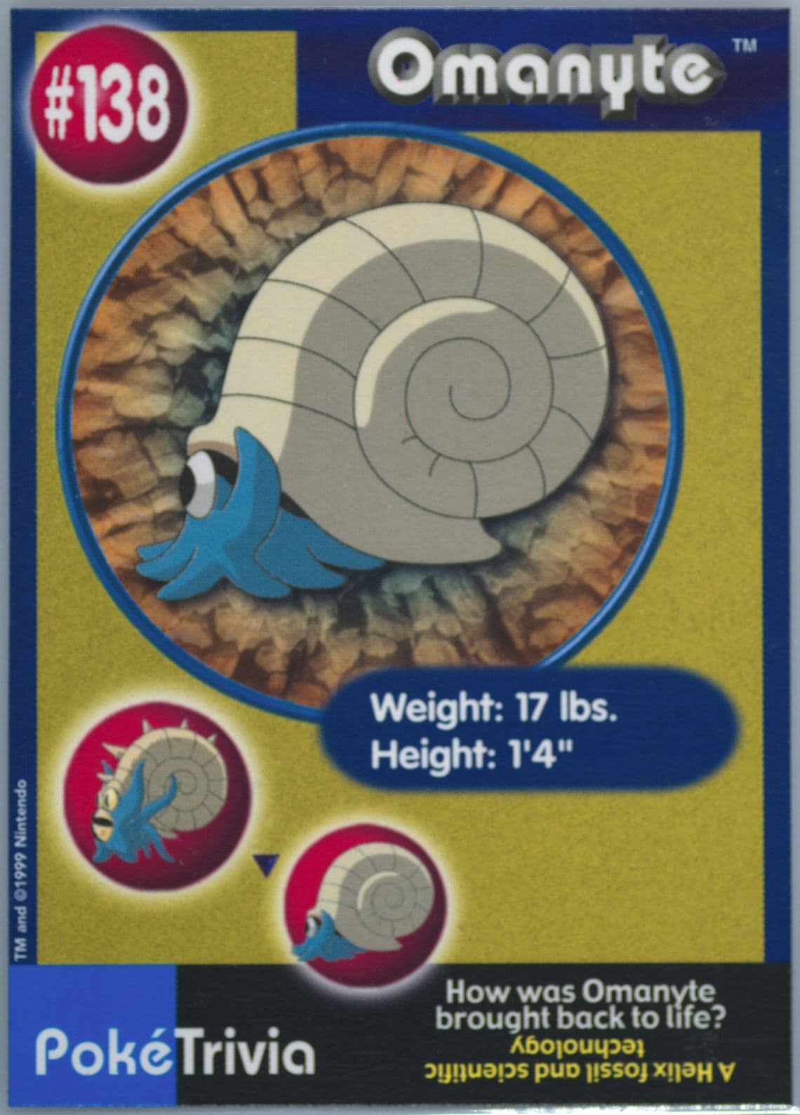 Omanyte (138) 1999 Pokemon Burger King