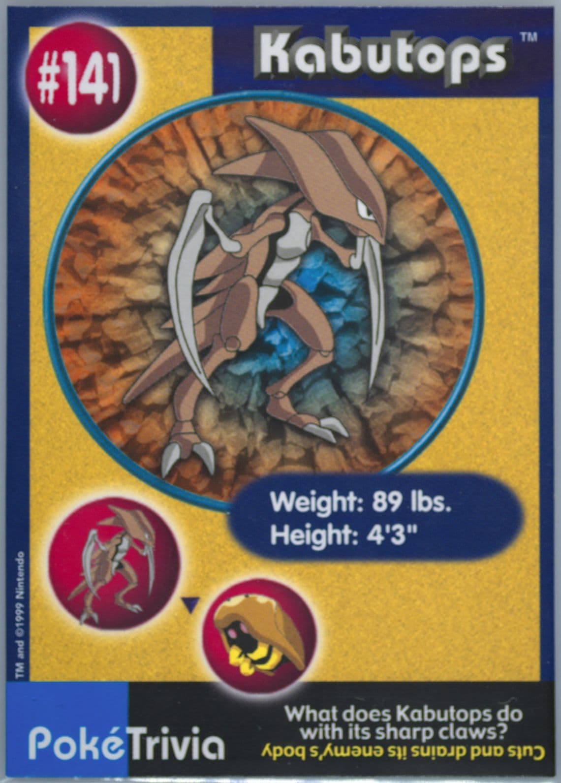 Kabutops (141) 1999 Pokemon Burger King