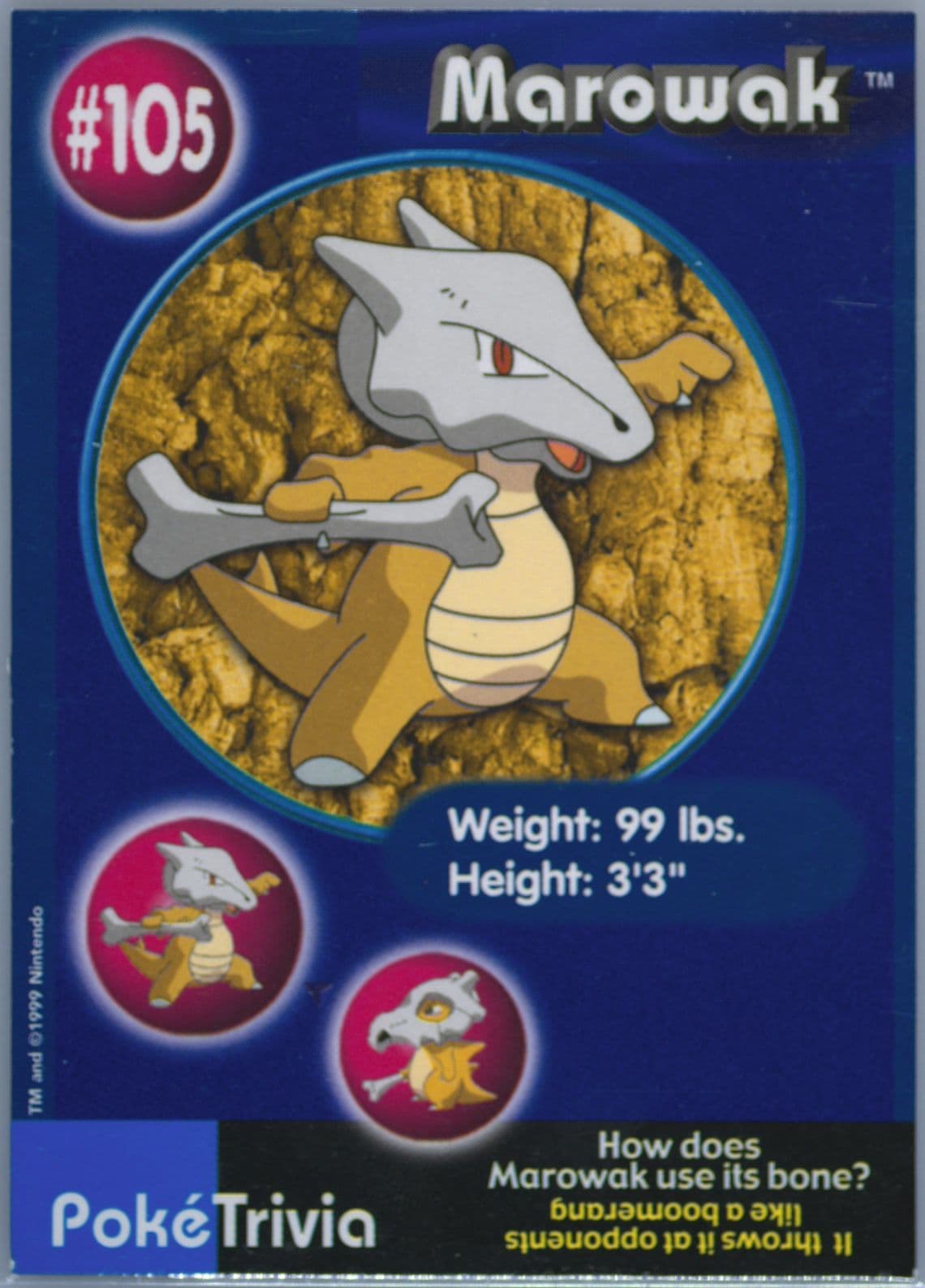 Marowak (105) 1999 Pokemon Burger King