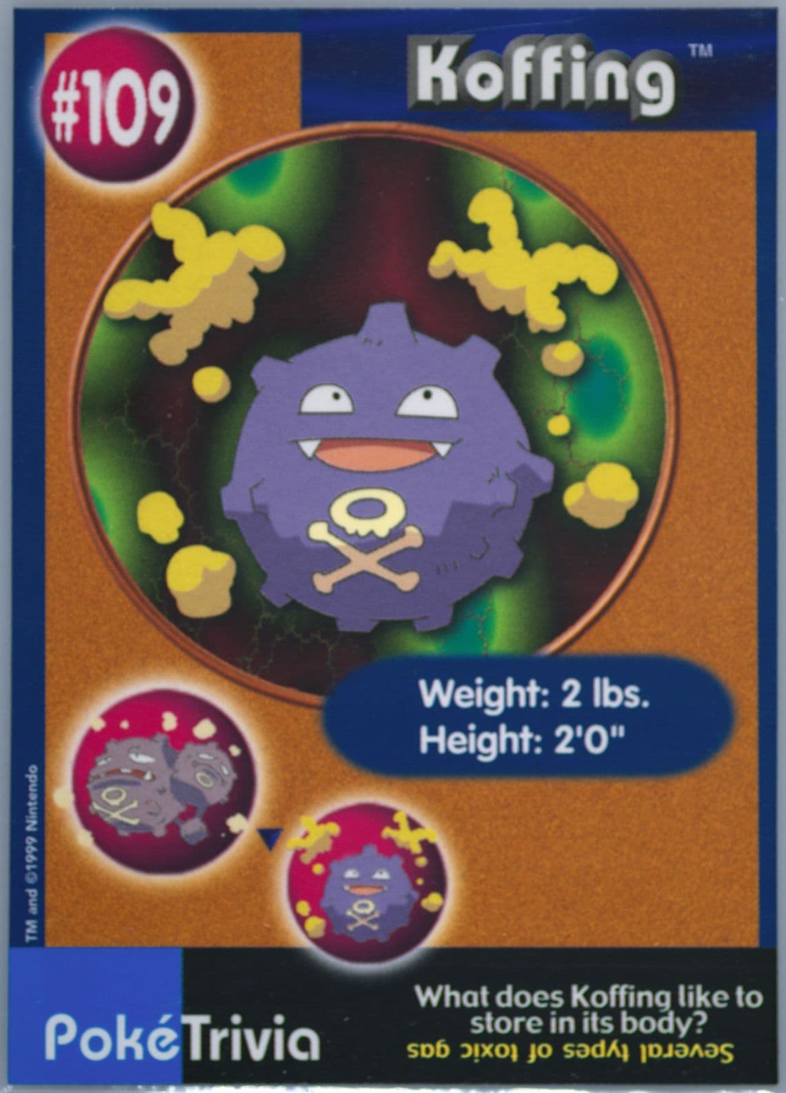 Koffing (109) 1999 Pokemon Burger King