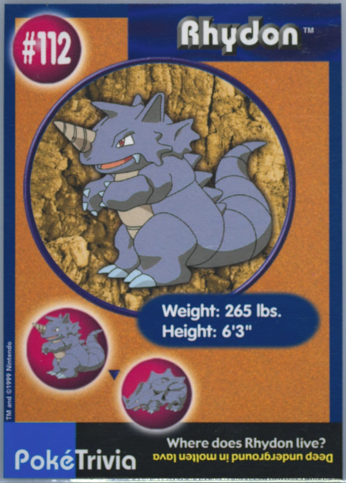 Rhydon (112) 1999 Pokemon Burger King