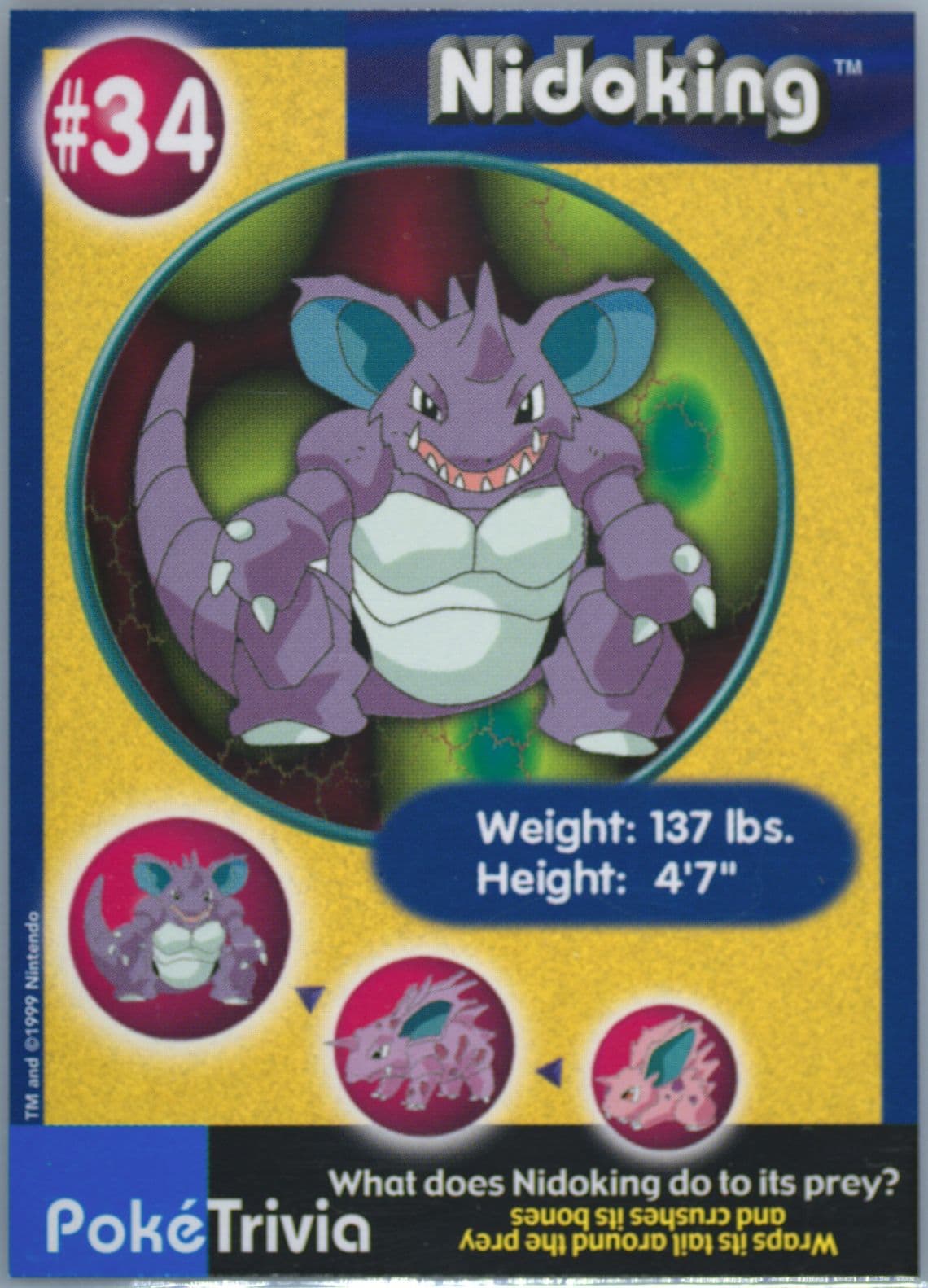 Nidoking (34) 1999 Pokemon Burger King