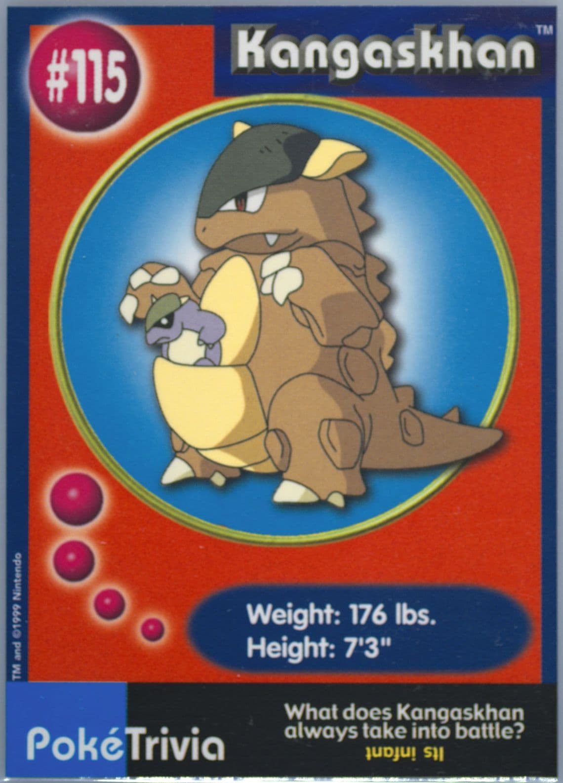 Kangaskhan (115) 1999 Pokemon Burger King