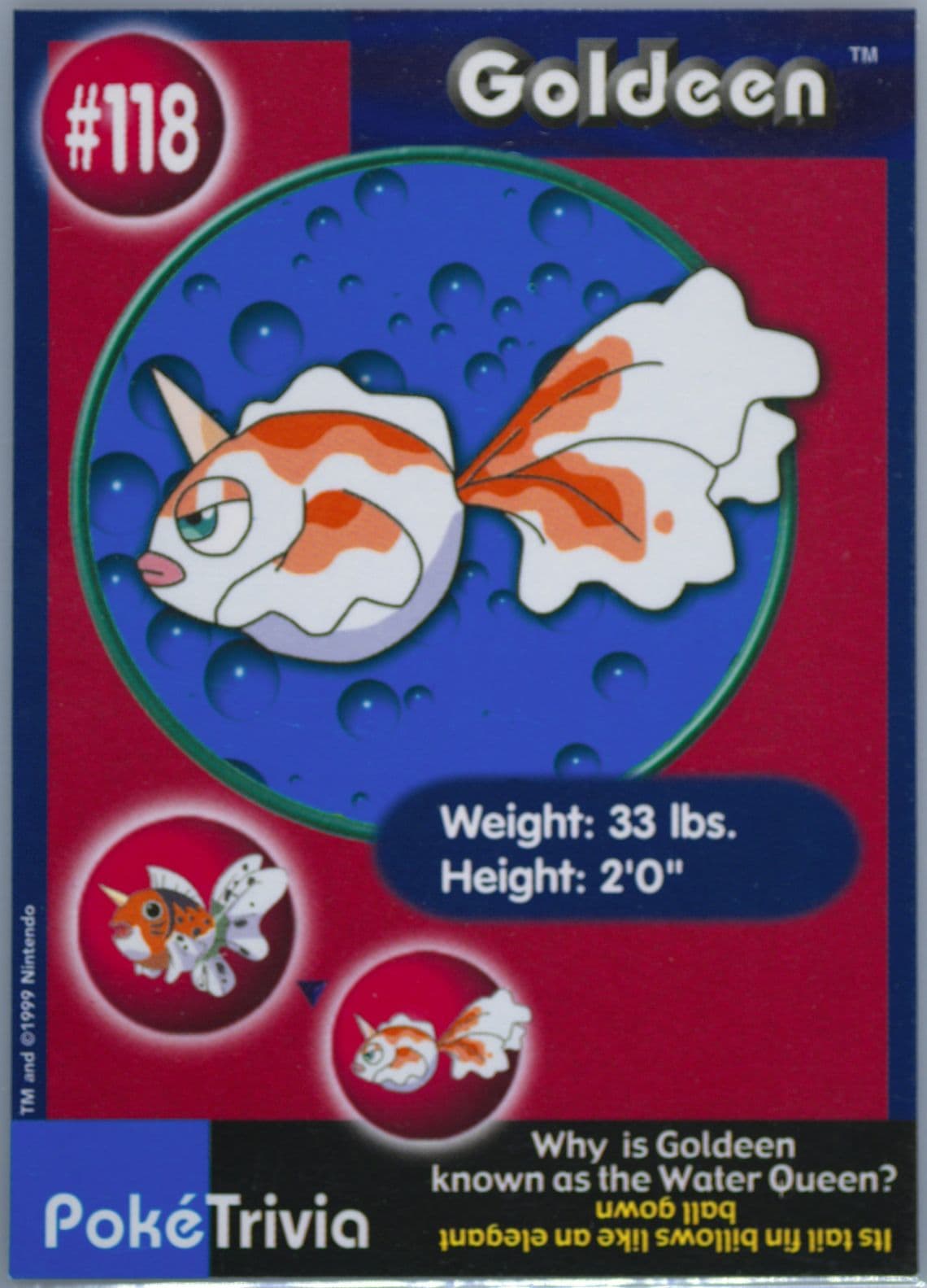 Goldeen (118) 1999 Pokemon Burger King