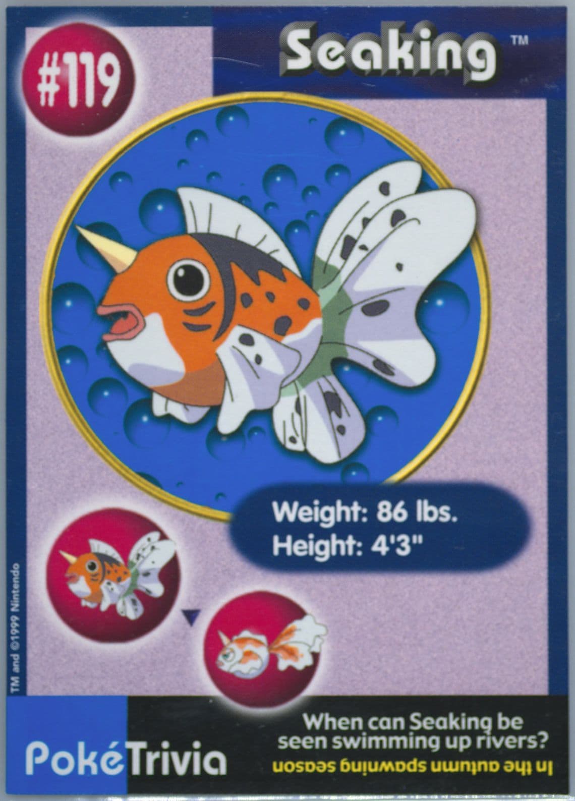 Seaking (119) 1999 Pokemon Burger King